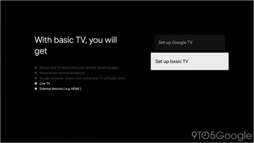 Google TV引入“基本电视”模式，可剥离电视的智能功能