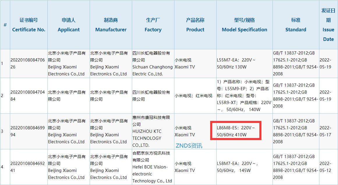 小米电视86英寸新品将于5月23日发布 疑为小米电视ES Pro