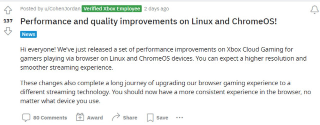 微软Xbox云游戏在Linux和ChromeOS上获得性能提升