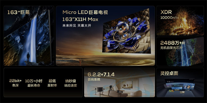 TCL X11 Max：163英寸巨幕Micro LED电视