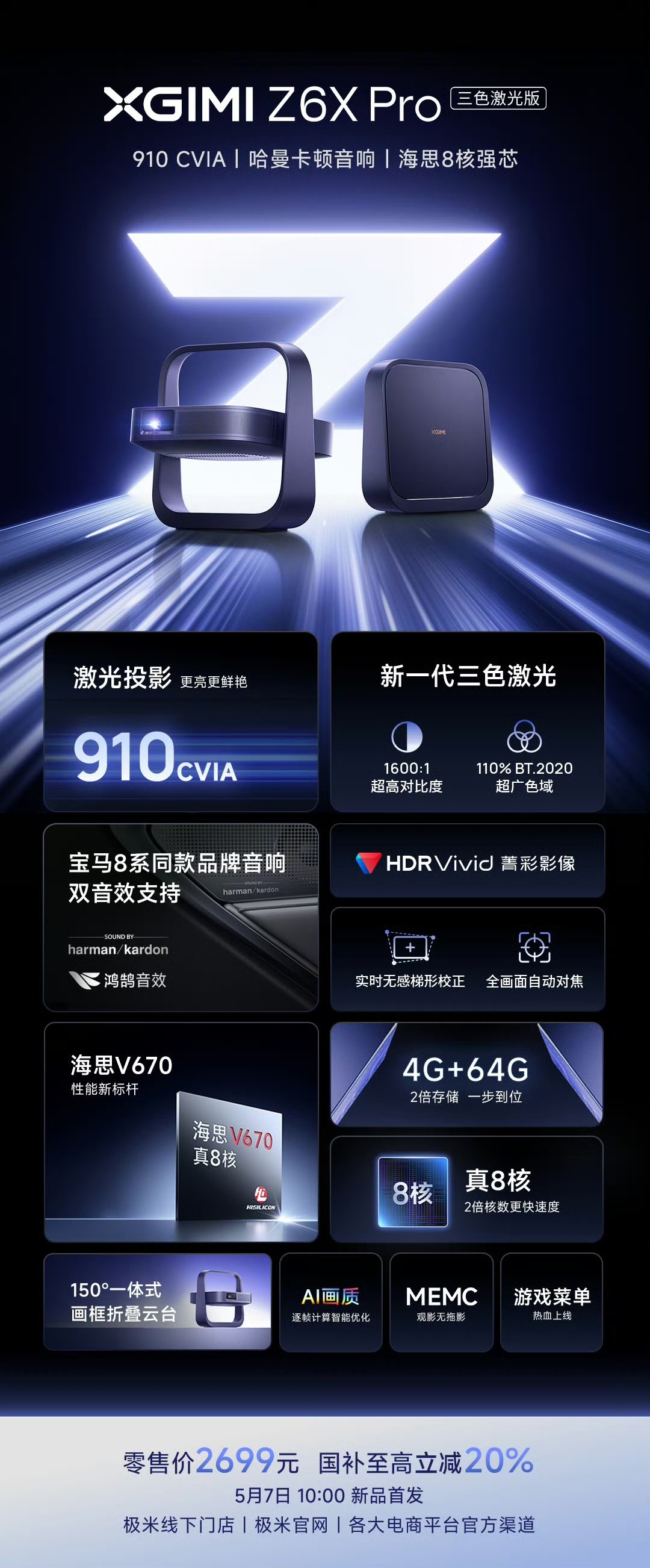 极米Z6X Pro三色激光版什么时间上市、是4K投影仪吗? 极米Z6X Pro三色激光版什么时间上市、是4K投影仪吗?
