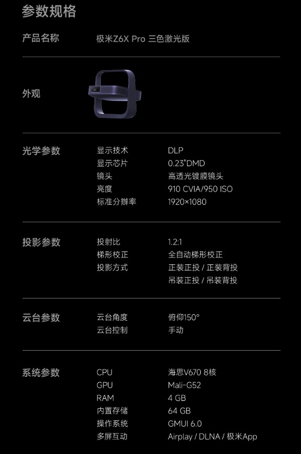 极米Z6X Pro三色激光版什么时间上市、是4K投影仪吗? 极米Z6X Pro三色激光版什么时间上市、是4K投影仪吗?