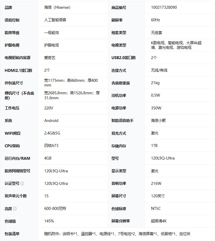 海信激光电视探索X1系列怎么样?海信探索X1系列参数配置价格一览 海信激光电视探索X1系列怎么样?海信探索X1系列参数配置价格一览