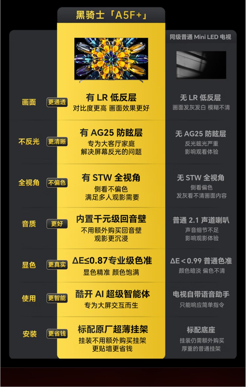 创维电视黑骑士A5F+核心技术与参数解析 创维电视黑骑士A5F+核心技术与参数解析