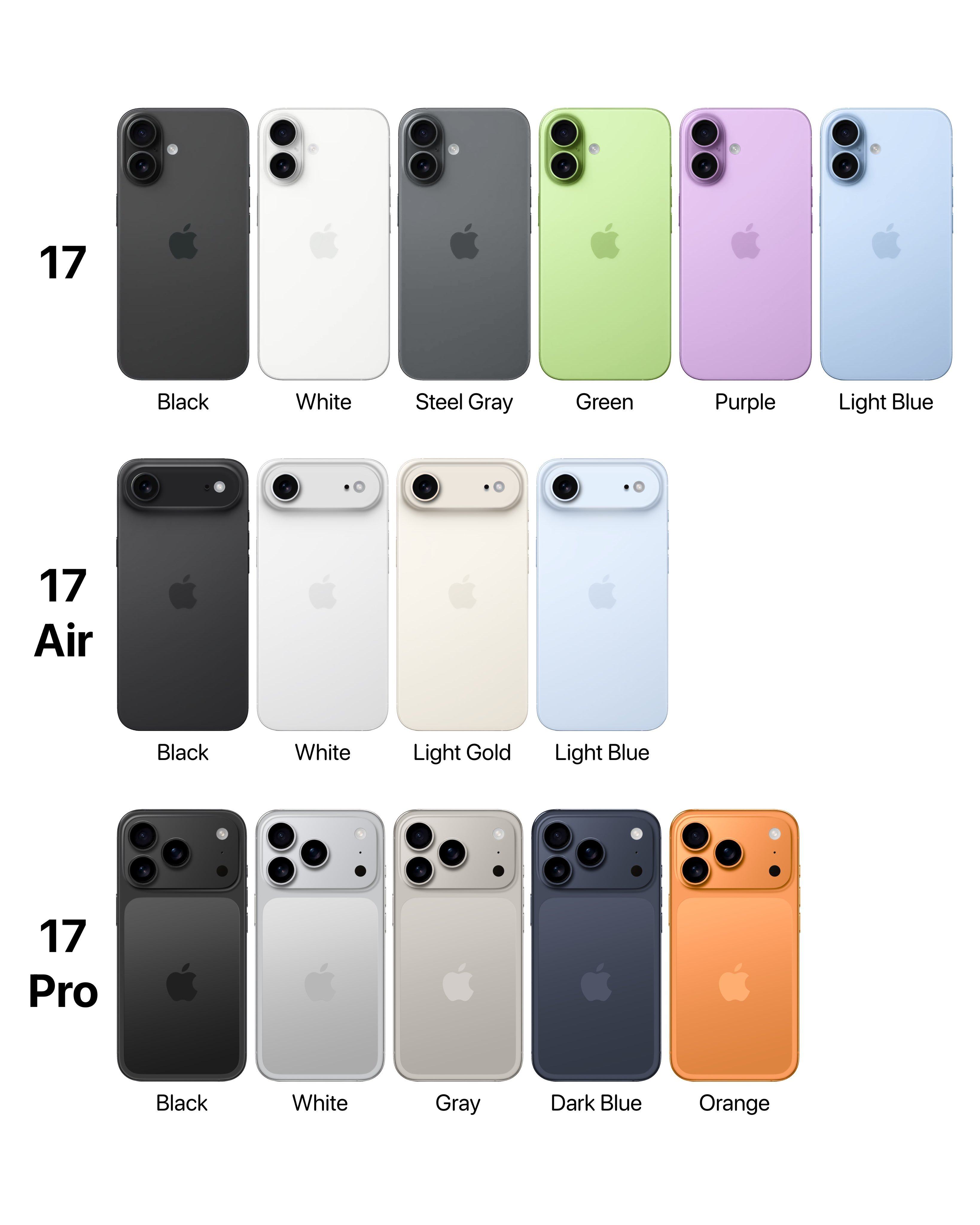 iPhone 17系列4款机型外观配色图片一览