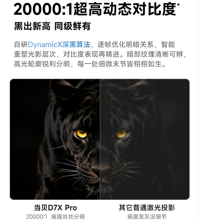 投影仪DynamicX深黑算法是什么?当贝硬件级技术让画面亮不曝 黑有细节
