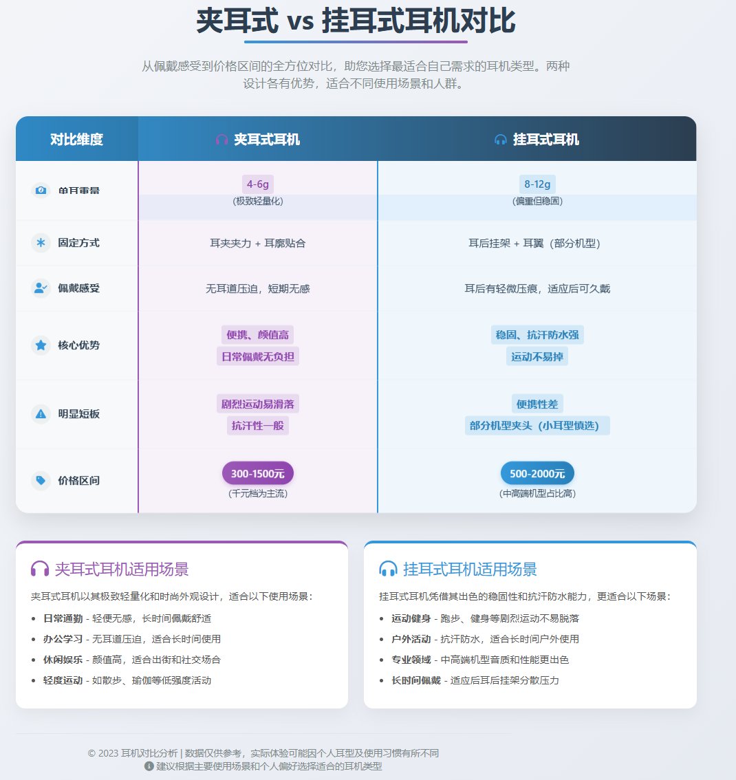夹耳式VS挂耳式耳机怎么选?实测告诉你谁更适合通勤/运动/久戴 夹耳式VS挂耳式耳机怎么选?实测告诉你谁更适合通勤/运动/久戴