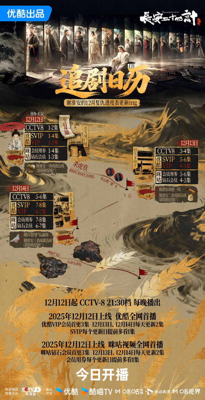 成毅《长安二十四计》开播，追剧日历+剧情解析+平台更新规则抢先看