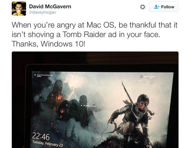 Windows10免费了 微软却用锁屏画面轰炸广告