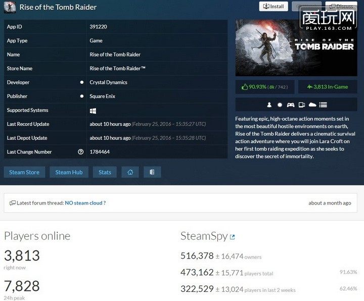 《古墓丽影：崛起》PC版首月销量超Xbox One版三倍